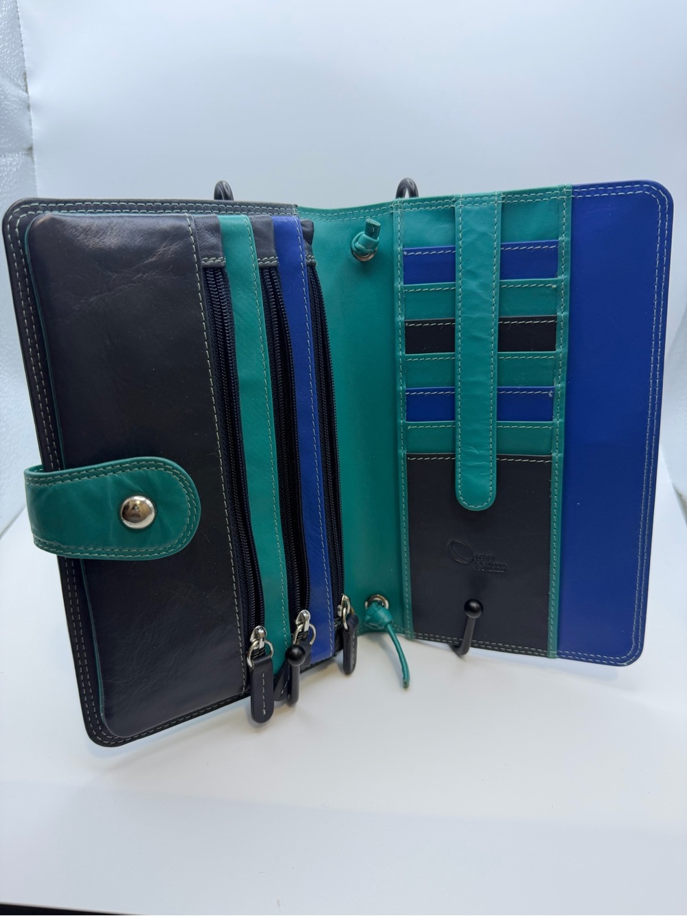 Oran Leather Australia Large Organizer Wallet Crossbody Purse Genuine Leather